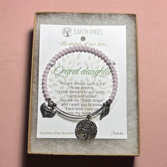 Jewelry - Silver and Pink Beaded Granddaughter Bracelet by Earth Angel, Silver Hardware